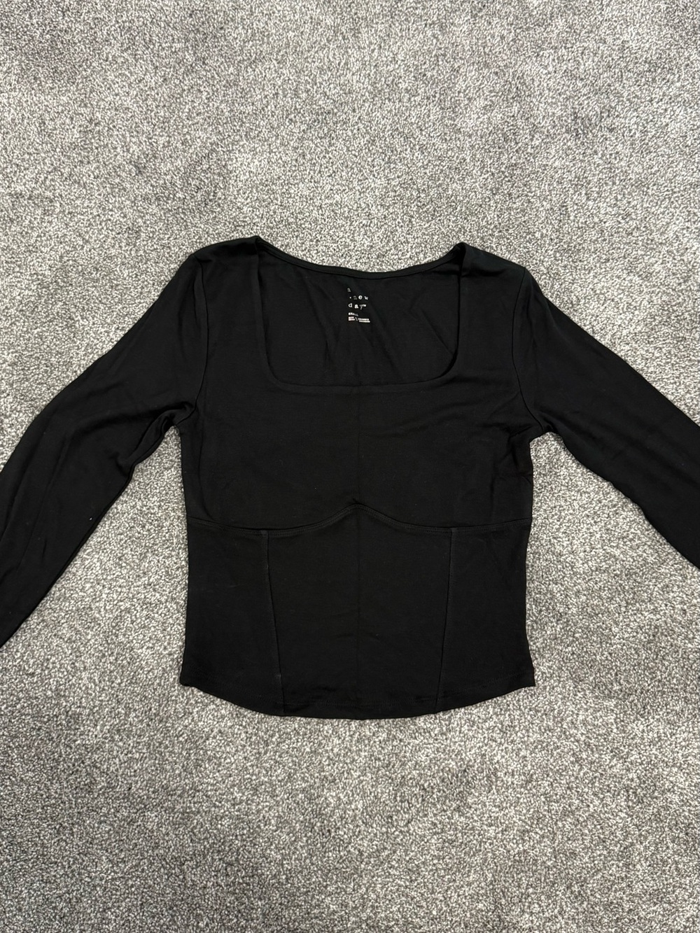 Long-Sleeve Square Neck Top
